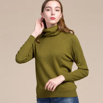 Suéter al por mayor del cuello alto de encargo de la manga larga del suéter del cuello alto de la cachemira para las mujeres