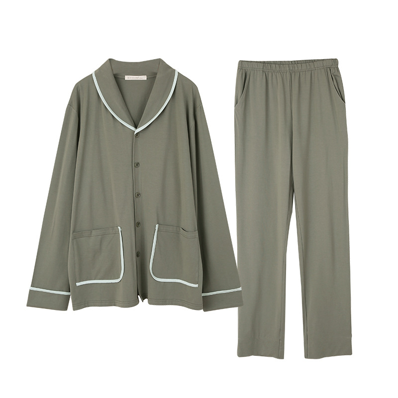 Pijamas de bambú para hombre al por mayor, conjunto de manga larga, ropa de dormir acogedora clásica