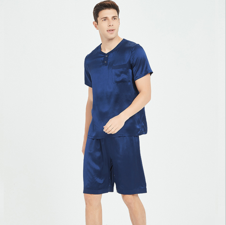 Pijama de manga corta de seda para hombre personalizado