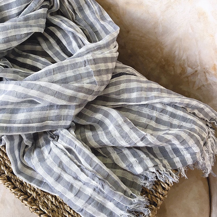 Bufanda de tela escocesa de mantón de mezcla modal 50% algodón 50% a cuadros sostenibles personalizados