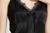 Fabricación a granel vestido superior de camisola de seda negra sin espalda sexy de nuevo estilo a granel