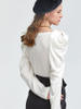 Mangas largas de seda de cuello cuadrado blanco al por mayor para mujeres del fabricante de ropa 
