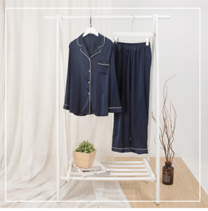 Personalice el pijama de seda pura de color sólido clásico certificado OEKO-TEX de 2 piezas para mujer