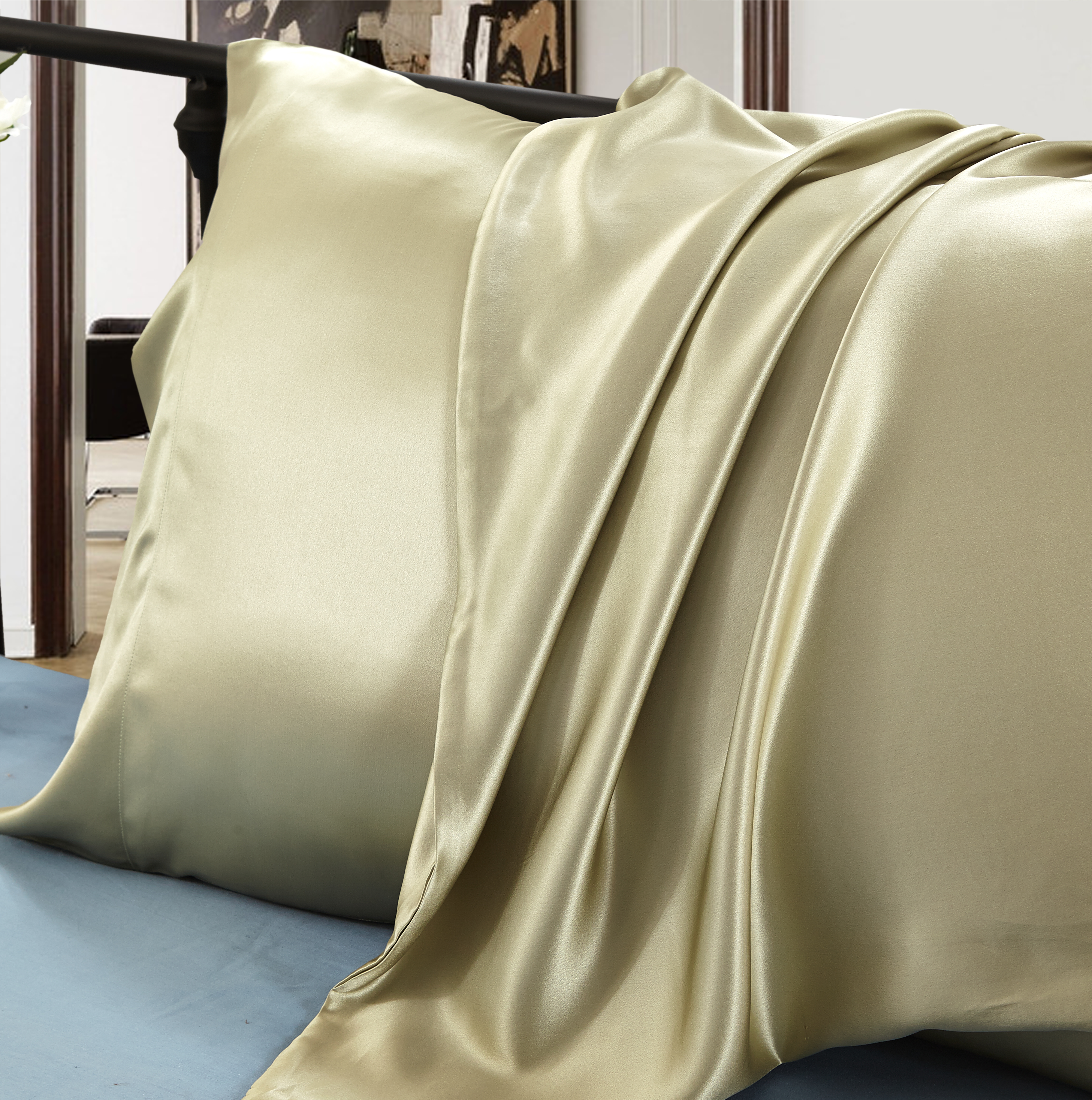 Venta al por mayor de 22 mm fundas de almohada de seda de morera sobre tamaño queen con bolsa con logotipo